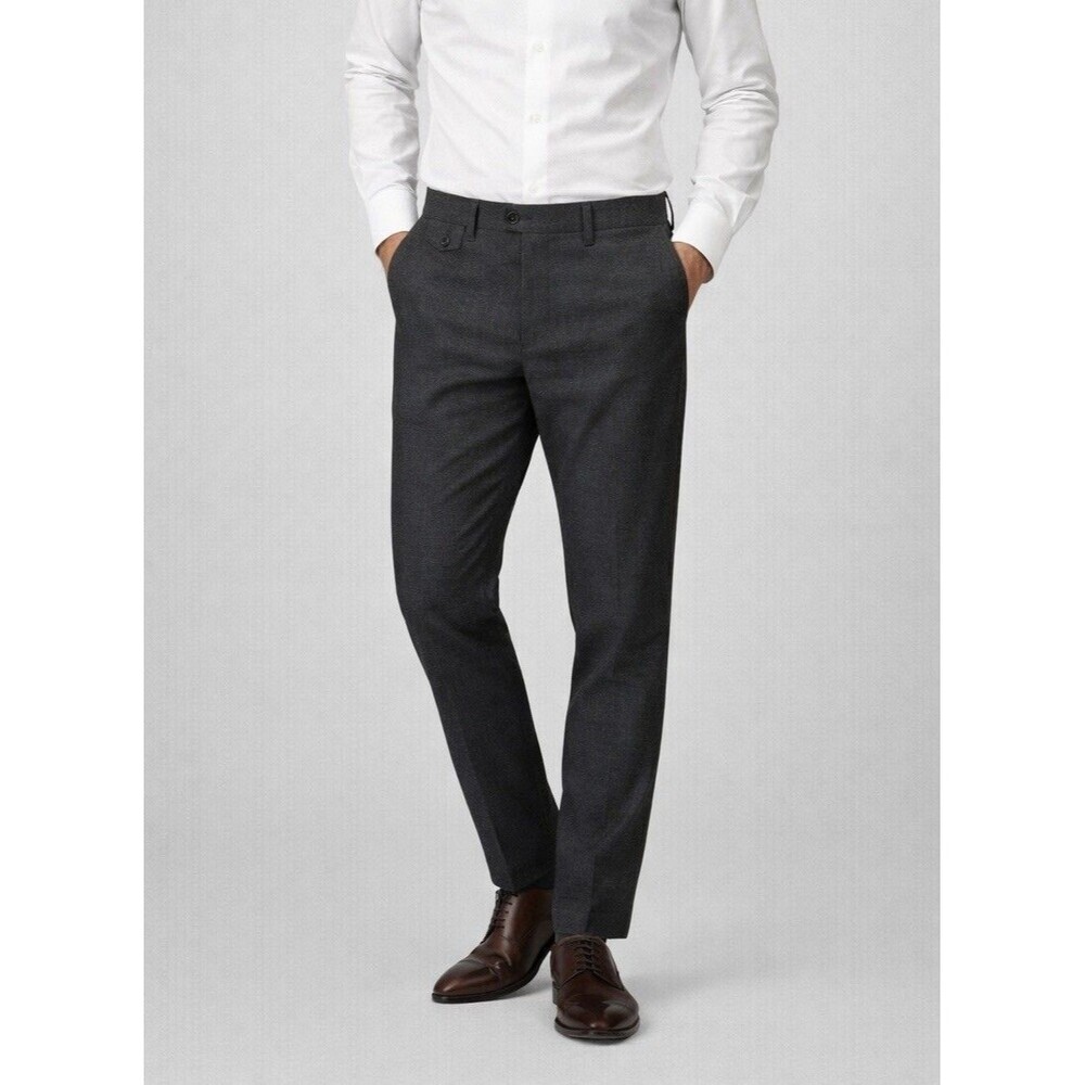 Ted Baker Men's Camburn Fit Dagnall Pants 34R Charcoal Gray Flat Front Dapper